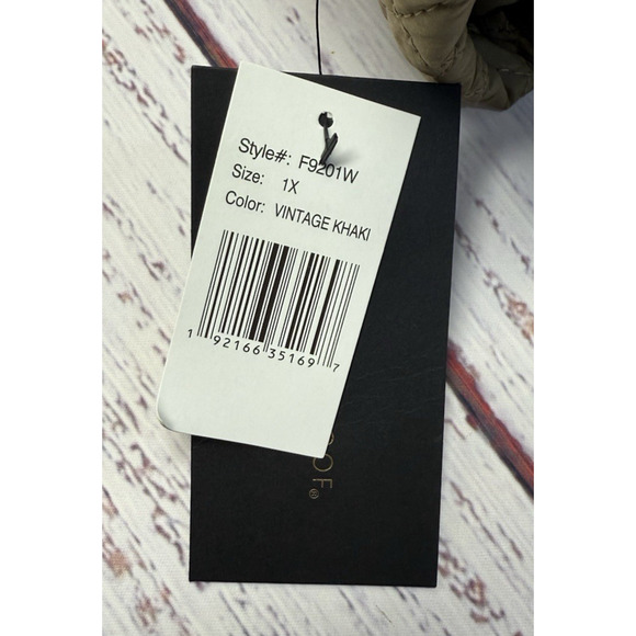 Weatherproof Quilted Jacket Women's 1X Hooded Vintage Khaki Full Zip NWT - Picture 7 of 11